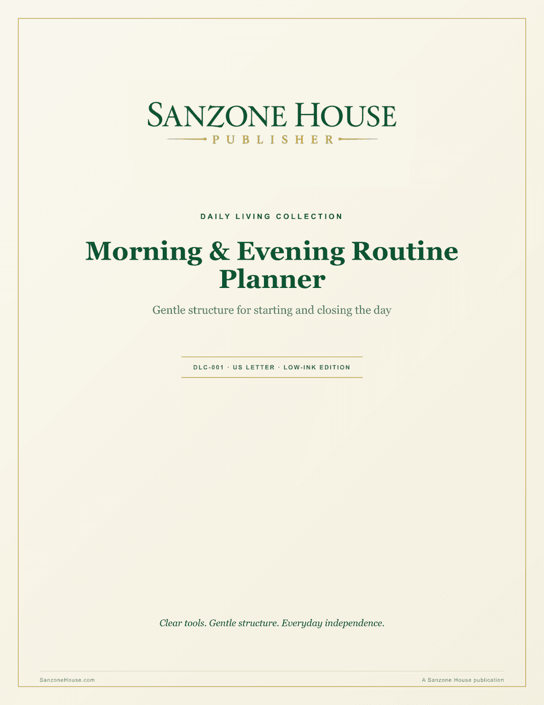 Morning & Evening Routine Planner printable cover