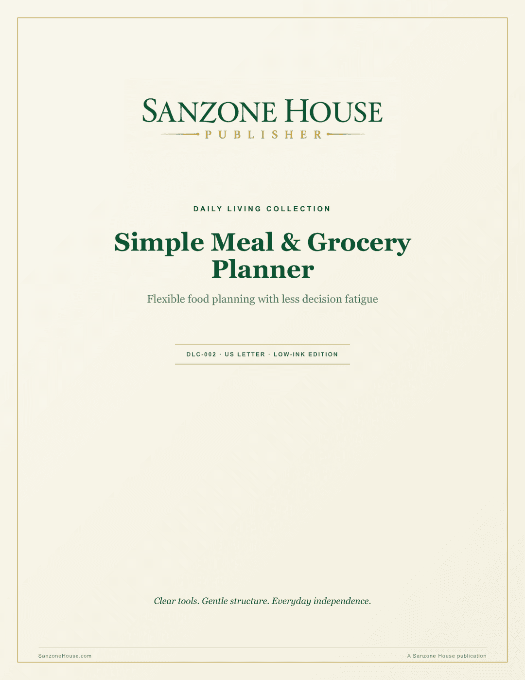 Simple Meal & Grocery Planner printable cover